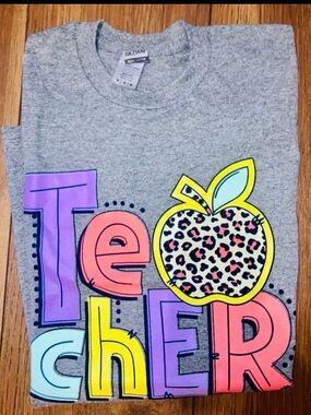 “TEACHER” Shirt, Size Medium Women’s Colorful T-Shirt - Great Gift Idea